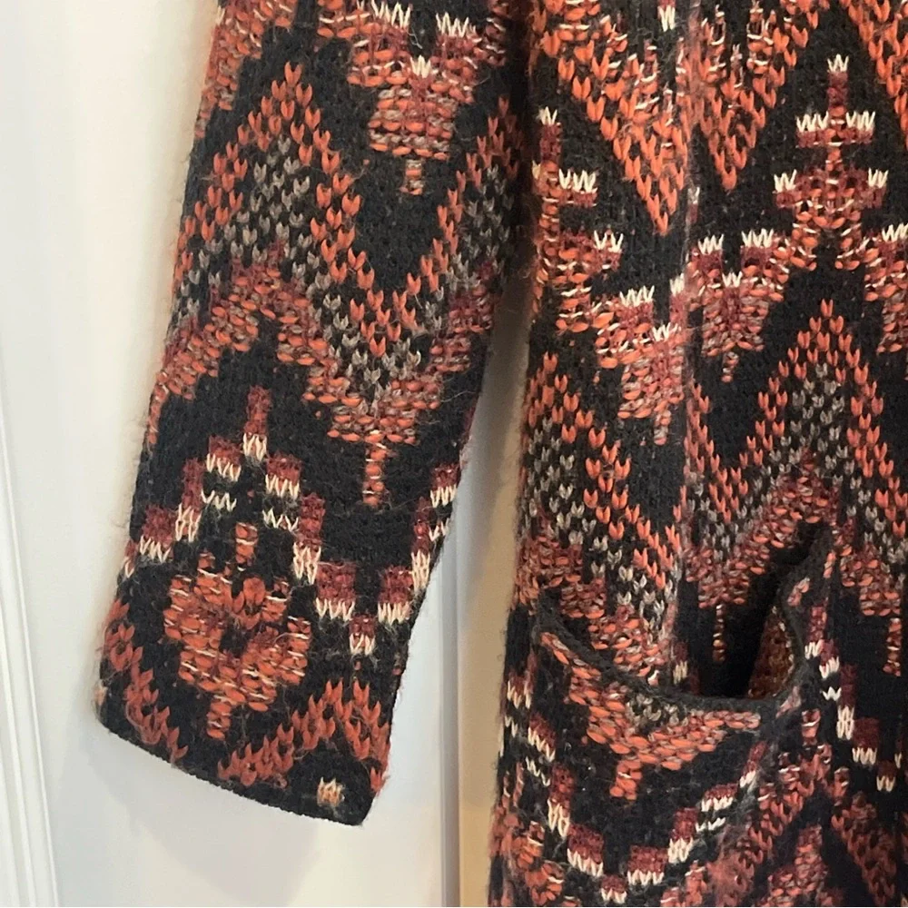 Lucky Brand Cardigan Women's Aztec Wool Blend Open‎ Front Knit Sweater Sz Small